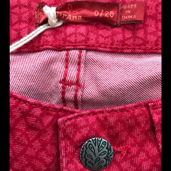 🔥Prana🔥 SZ 0 NWT Skinny Red Organic Cotton Pant - Picture 3 of 7